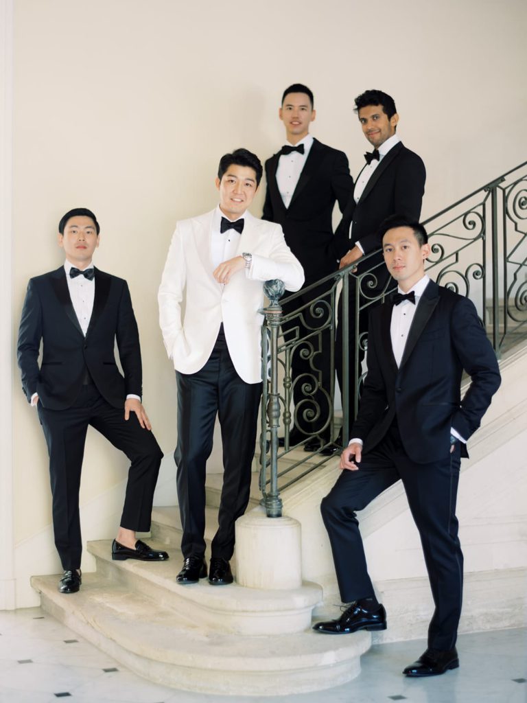 Groom and groomsmen wedding at Chateau de Tourreau