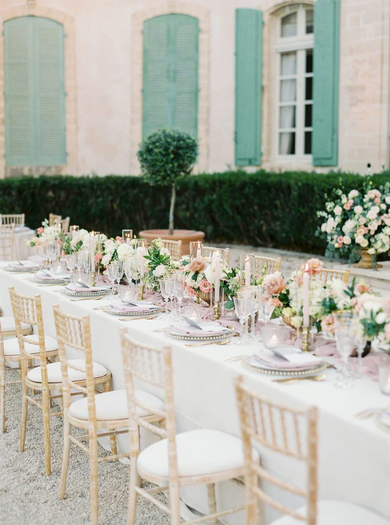 decor from a wedding at Chateau de Tourreau