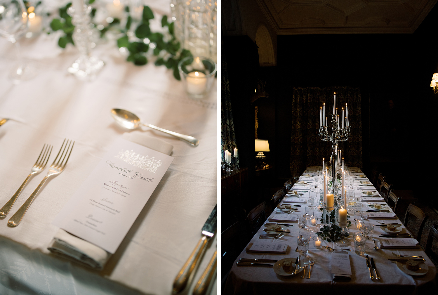 Table decor at Scottish castle