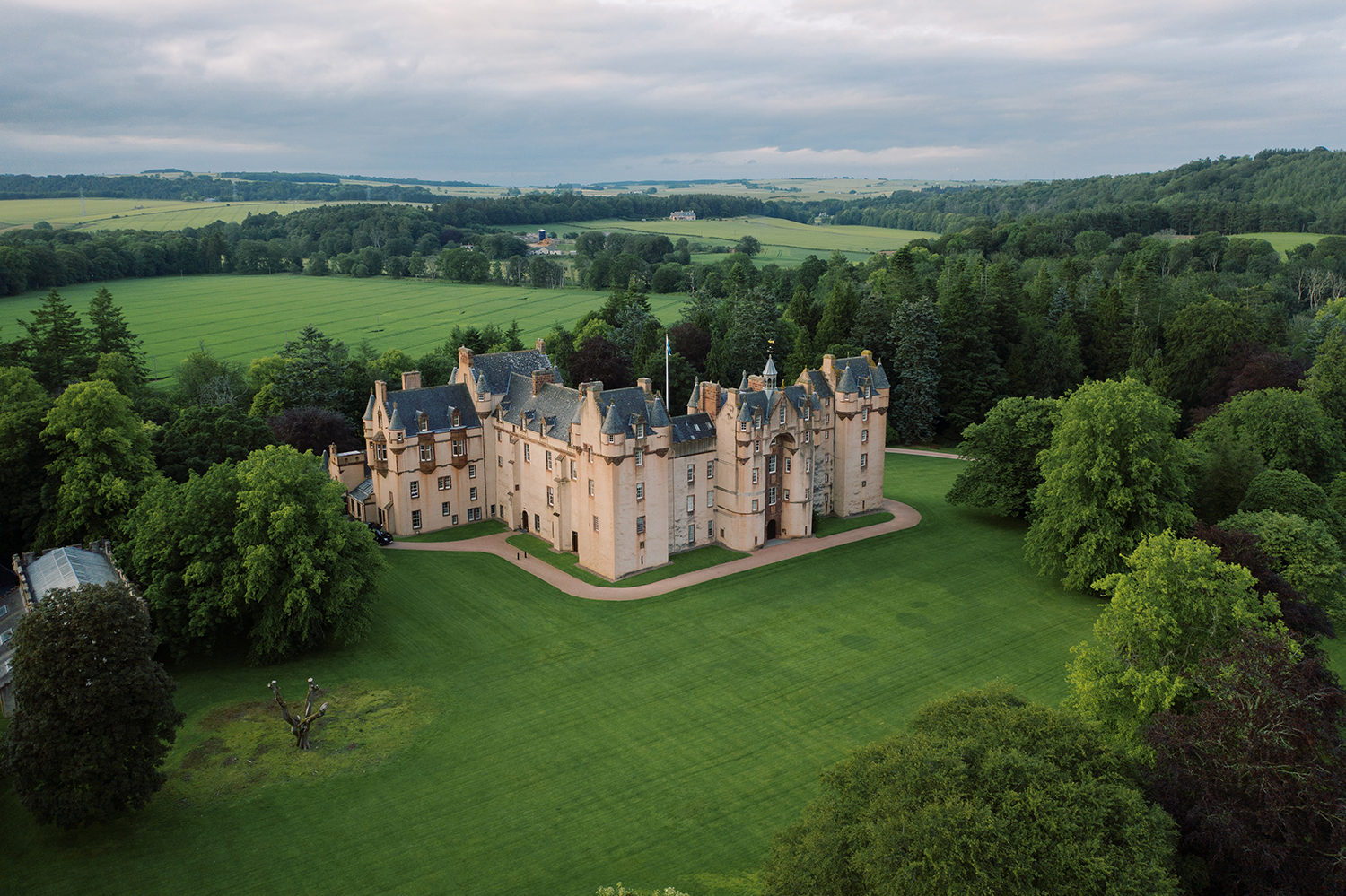 black tie surprise party at Fyvie Castle in Scotland
