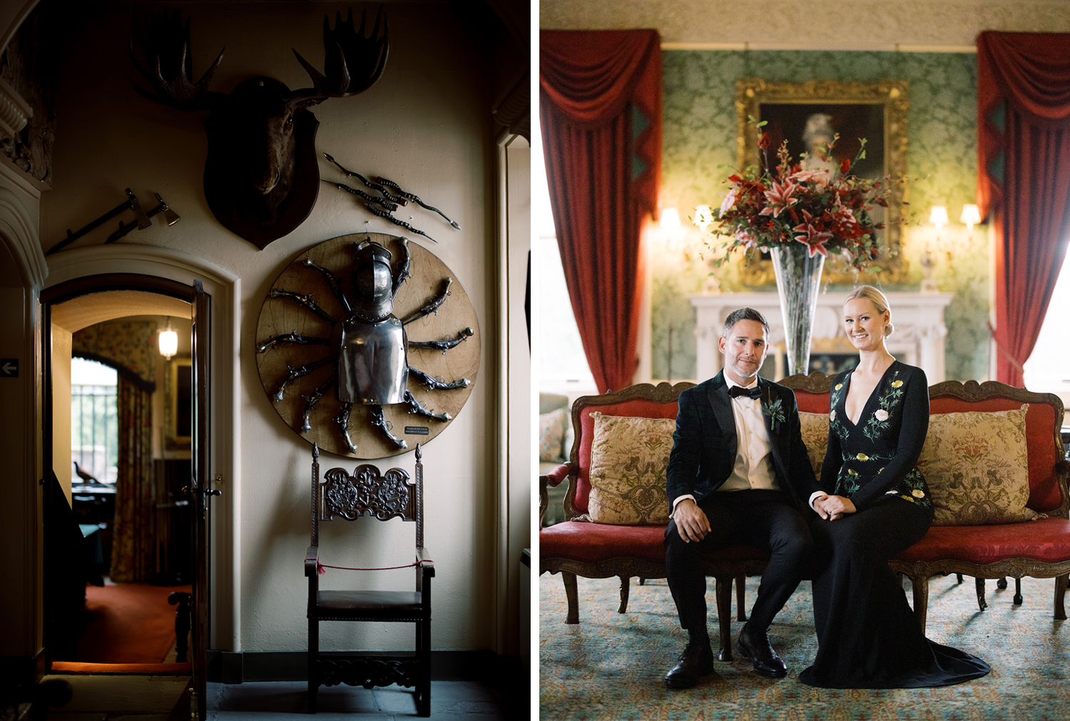 black tie surprise party at Fyvie Castle in Scotland